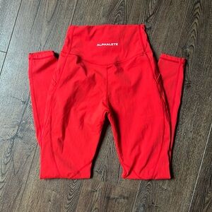 Alphalete Fire Red Leggings with Pockets